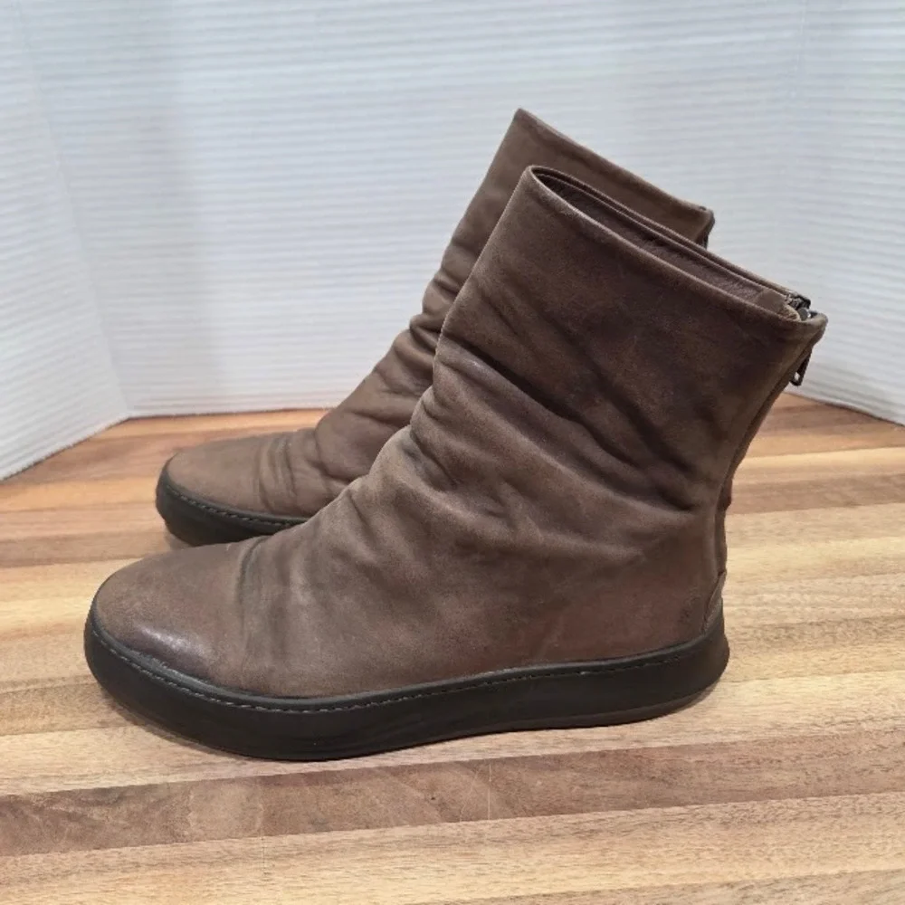 The Last Conspiracy Back Zip Boots Women's 39 Taupe Leather Slouchy Ankle Boot